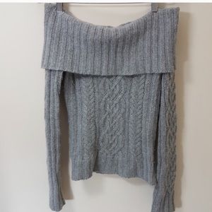 Off the shoulder cable knit sweater